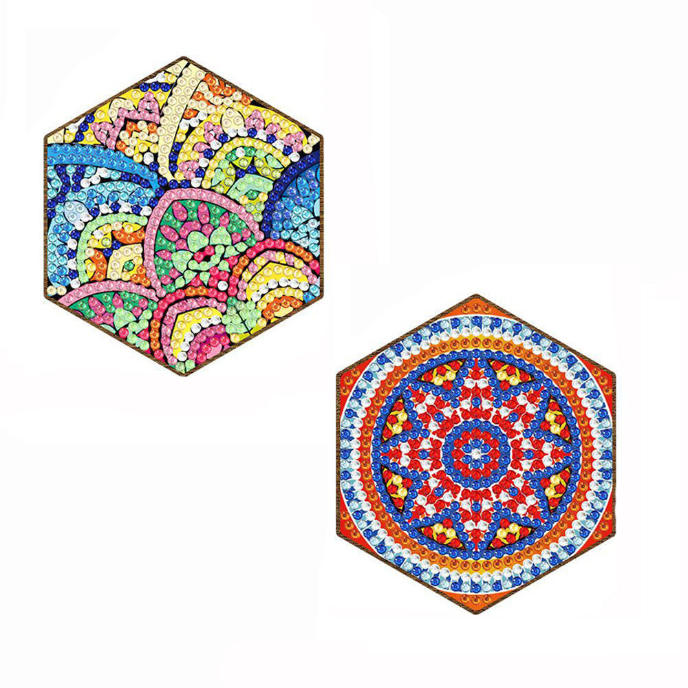 Zeshoekige Mandala Diamond Painting Onderzetters 7 Stuks