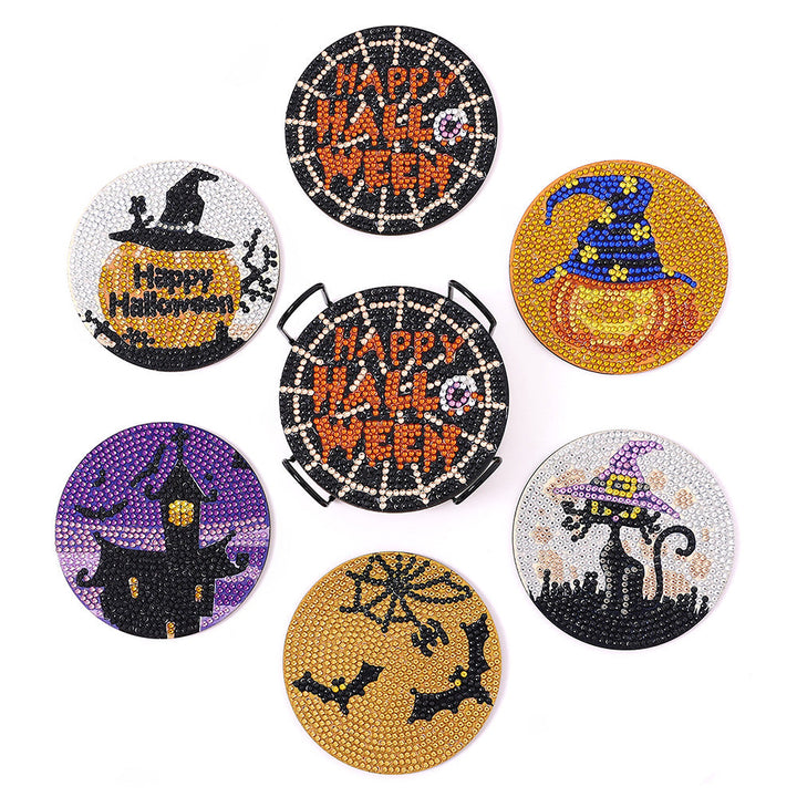 Halloween Diamant Schilderij Onderzetters 6 Stuks