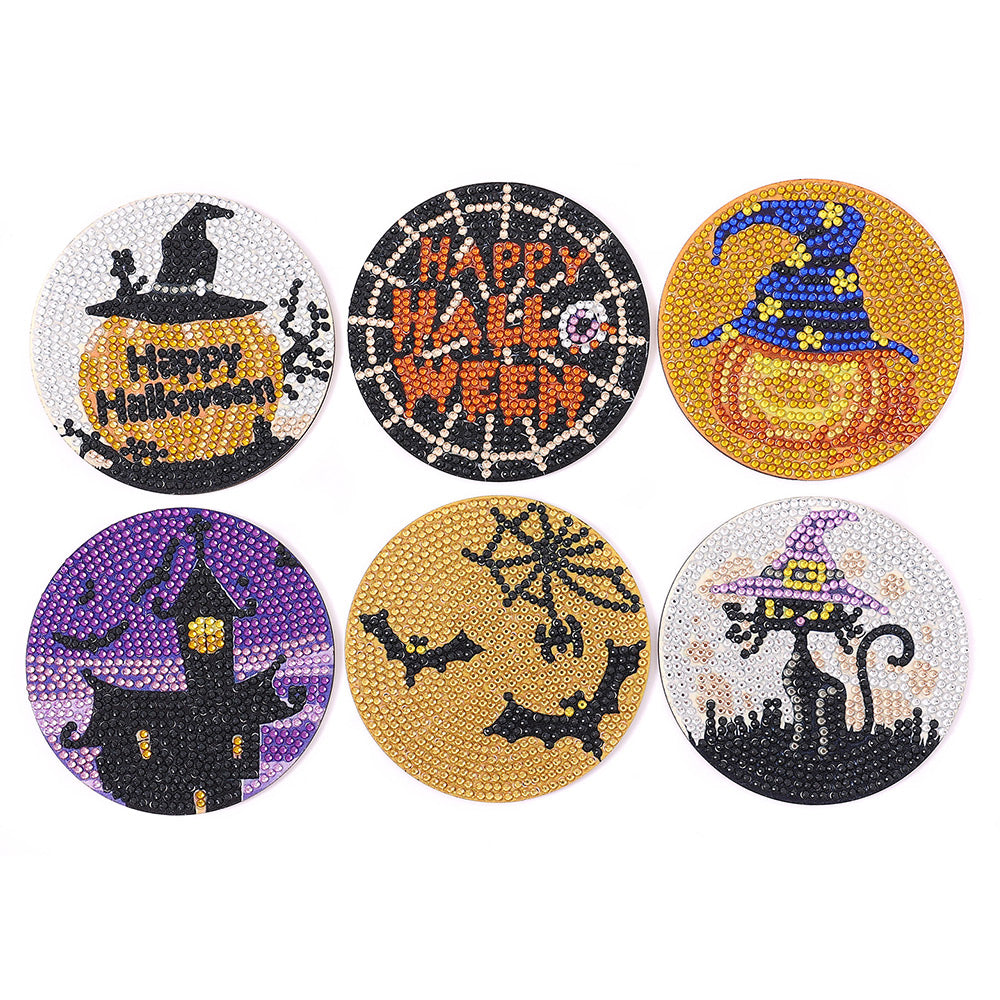 Halloween Diamond Painting Onderzetters 6 Stuks