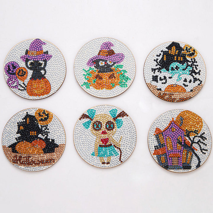 Halloween Diamond Painting Onderzetters 6 Stuks