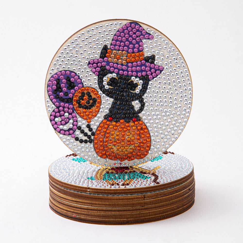 Halloween Diamond Painting Onderzetters 6 Stuks