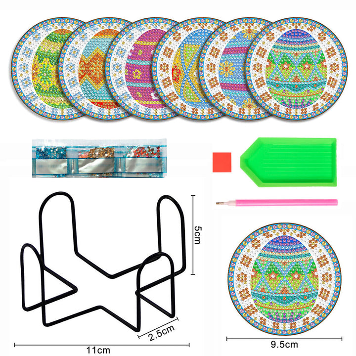 Paasei Diamond Painting Onderzetters 6 Stuks