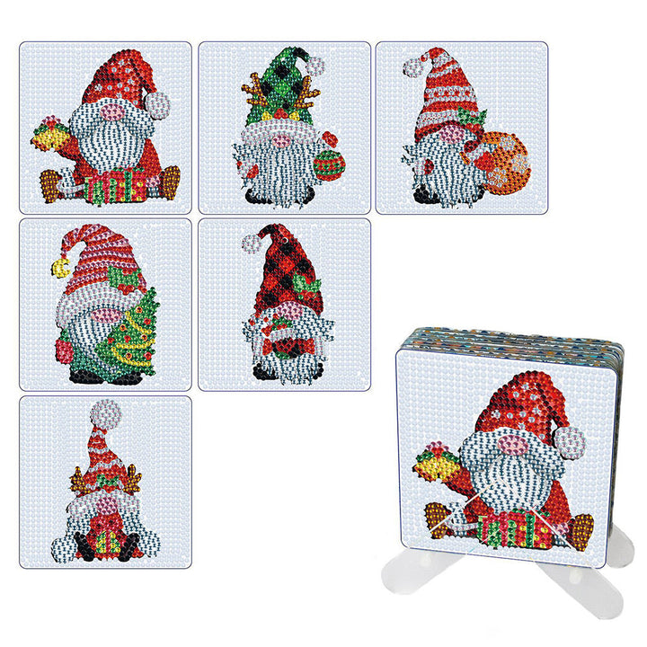 Vierkant Kerstmis Diamond Painting Onderzetters 6 Stuks