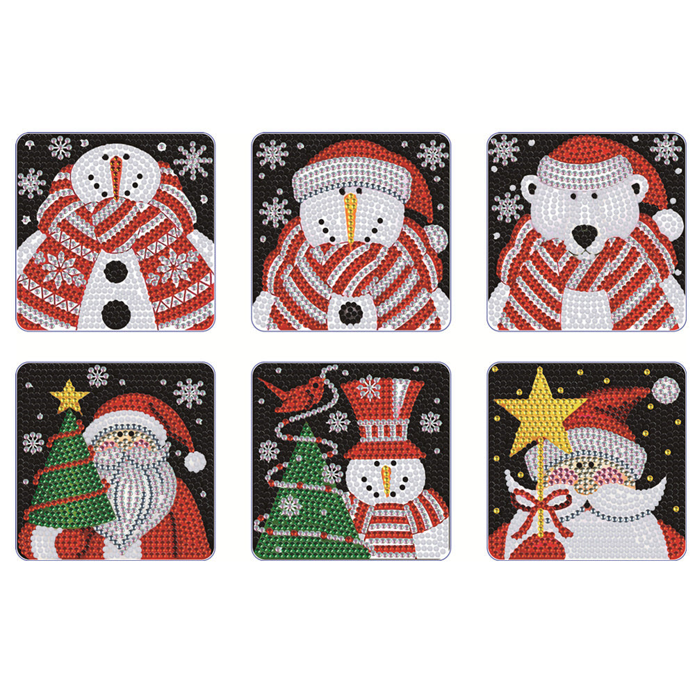 Vierkant Kerstmis Diamond Painting Onderzetters 6 Stuks