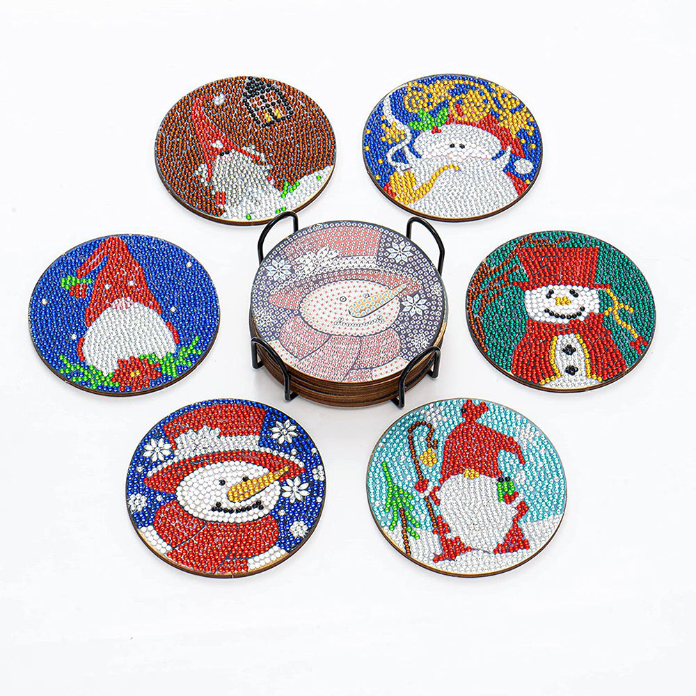 Vrolijk Kerstfeest Diamond Painting Onderzetters 6 Stuks