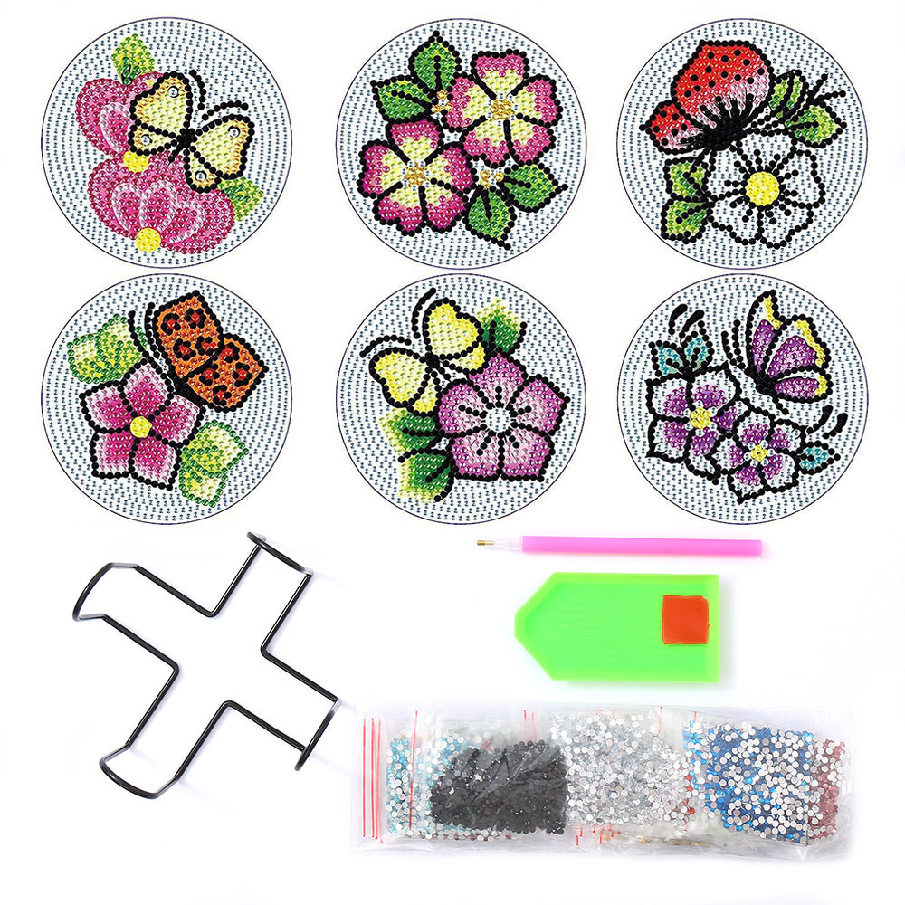 Bloemen Diamond Painting Onderzetters 6 Stuks