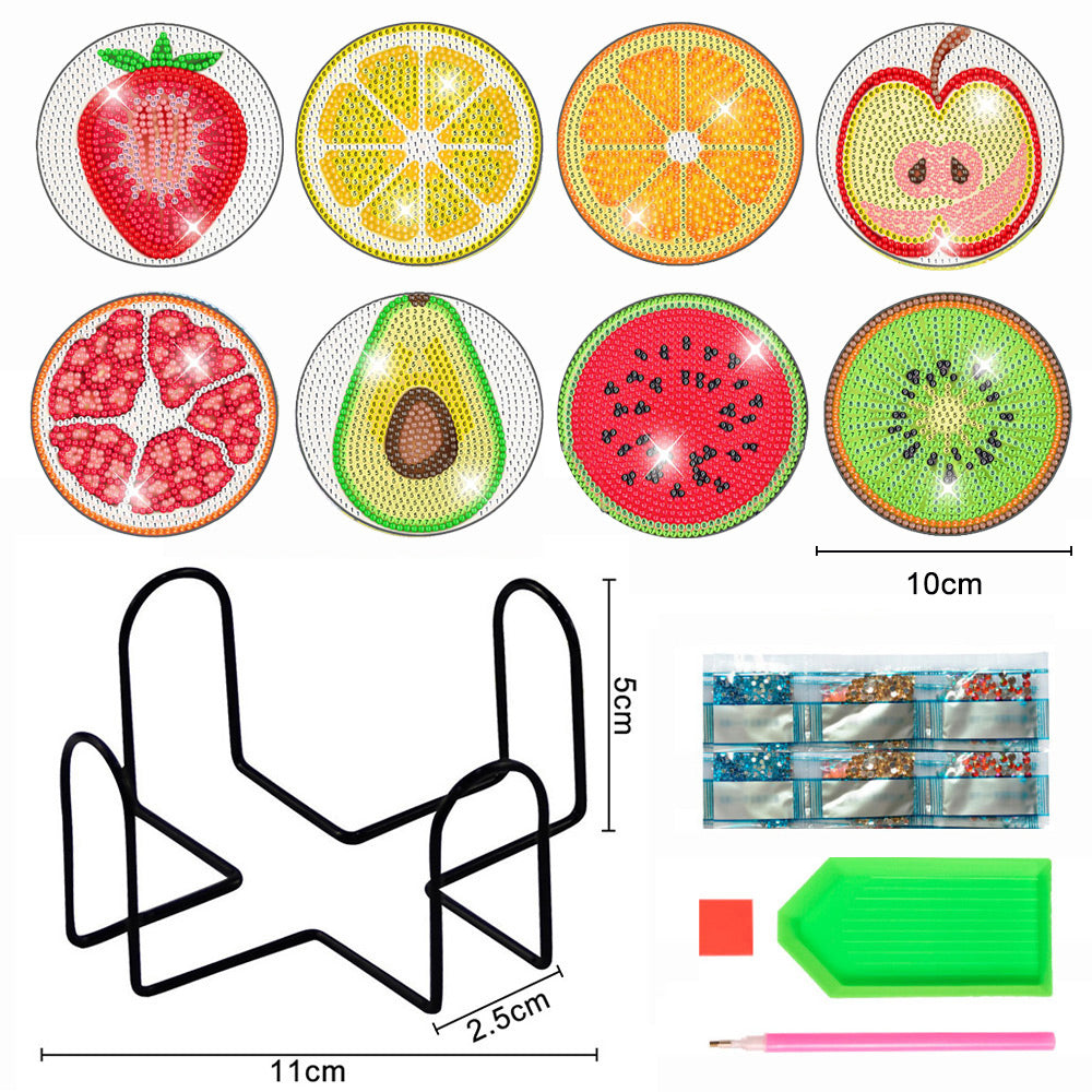 Zomerfruit Diamond Painting Onderzetters 8 Stuks