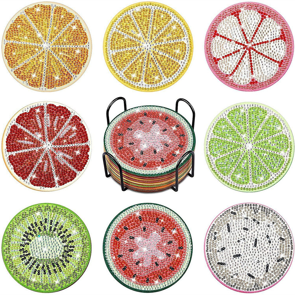 Zomerfruit Diamond Painting Onderzetters 8 Stuks