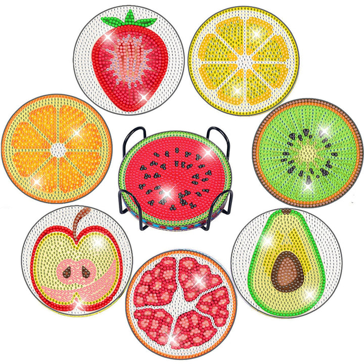 Zomerfruit Diamond Painting Onderzetters 8 Stuks