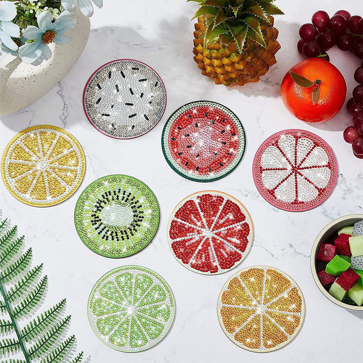 Zomerfruit Diamond Painting Onderzetters 8 Stuks