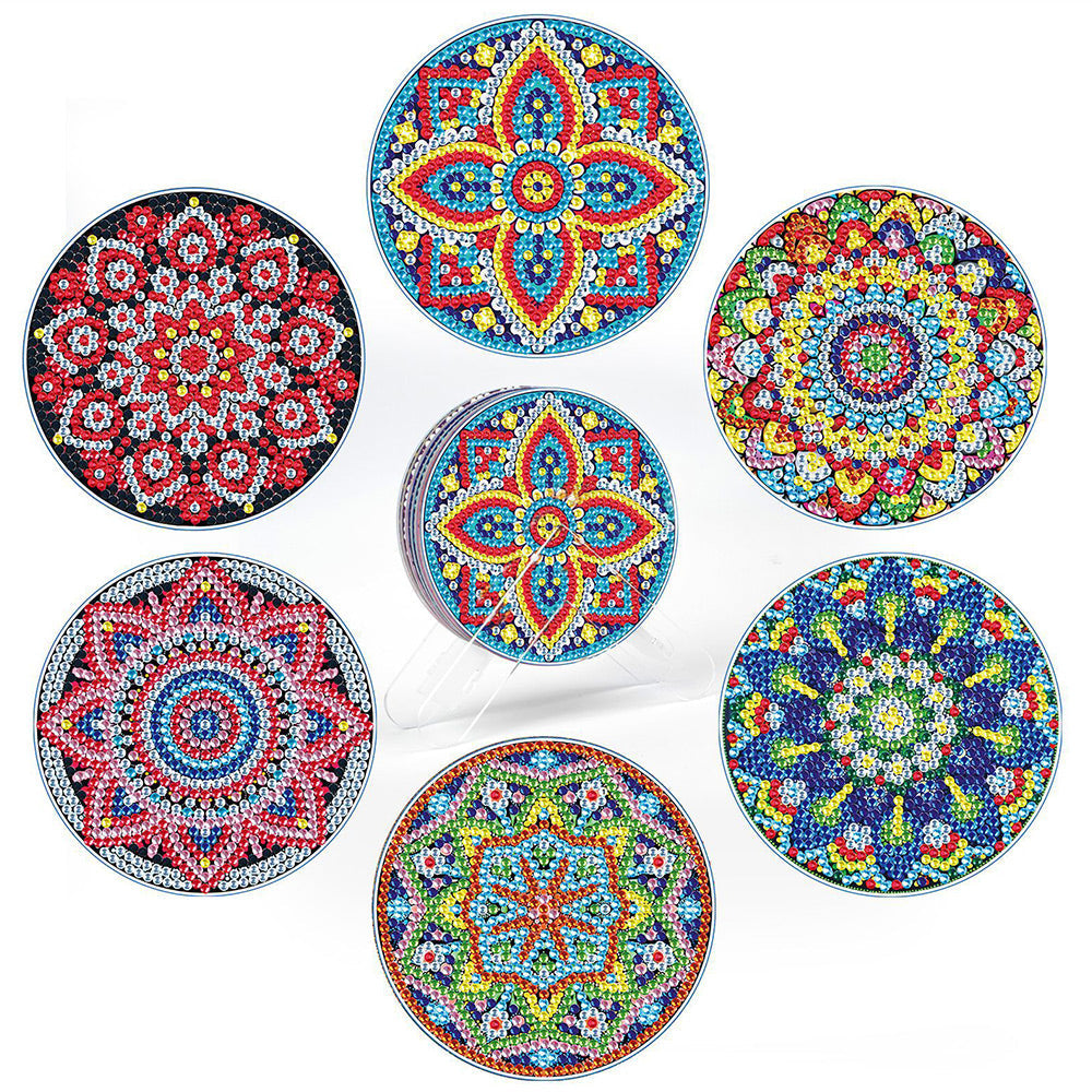 Ronde Mandala Diamond Painting Onderzetters 6 Stuks