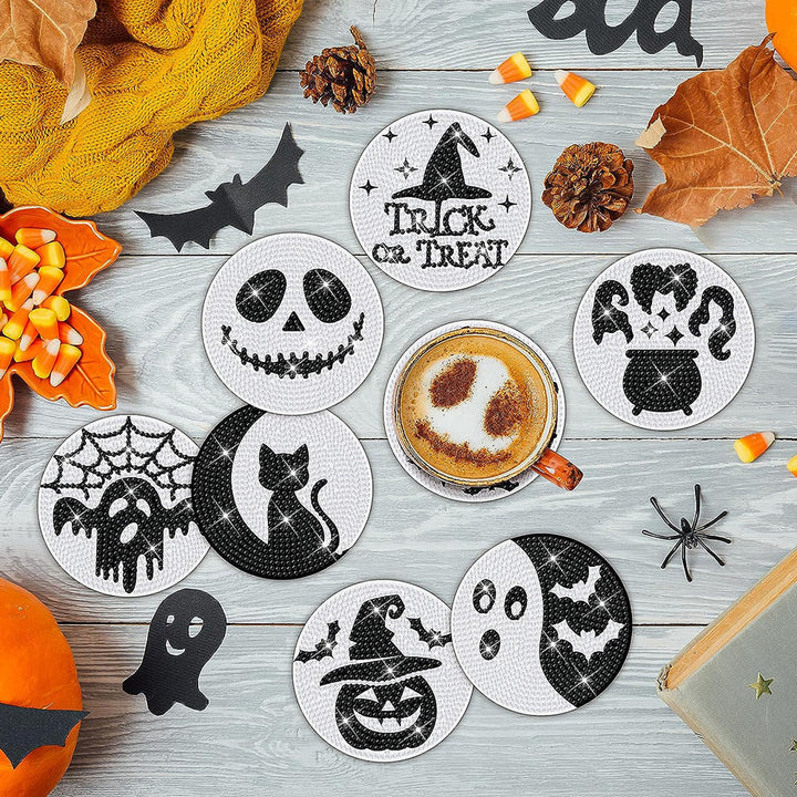 Halloween Skelet Diamond Painting Onderzetters 8 Stuks