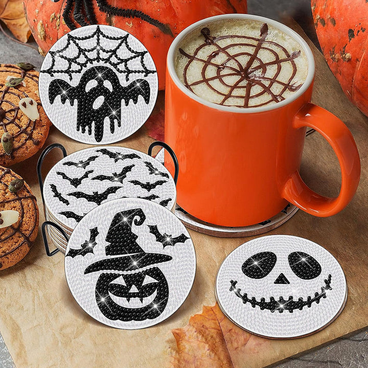 Halloween Skelet Diamond Painting Onderzetters 8 Stuks