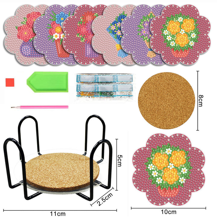 Pruim Bloemvorm Diamond Painting Onderzetters 6 Stuks