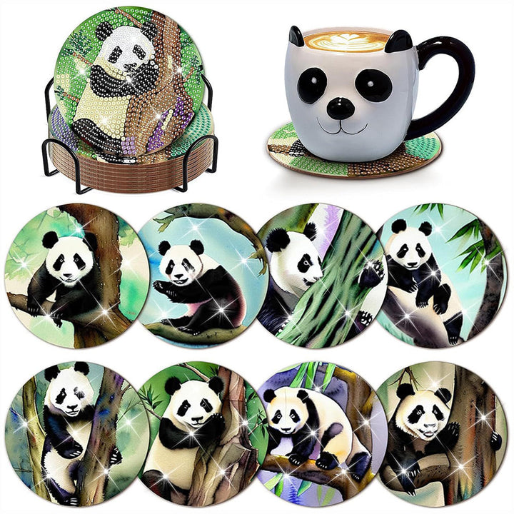 Panda Diamant Schilderij Onderzetters 8 Stuks