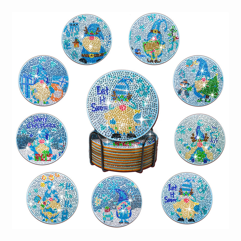 Winter Kabouter Diamond Painting Onderzetters 10 Stuks