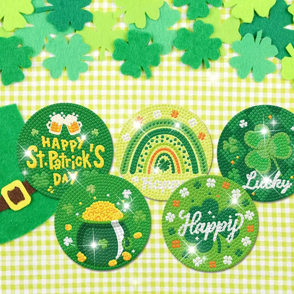 GELUKKIGE St. Patrick's DAY Diamond Painting Onderzetters 8 Stuks