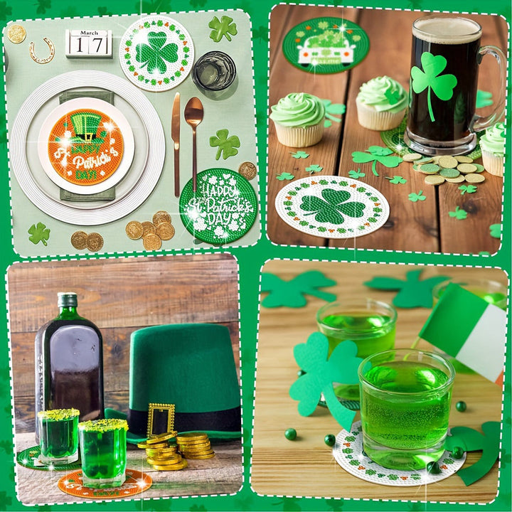 GELUKKIGE St. Patrick's DAY Diamond Painting Onderzetters 8 Stuks