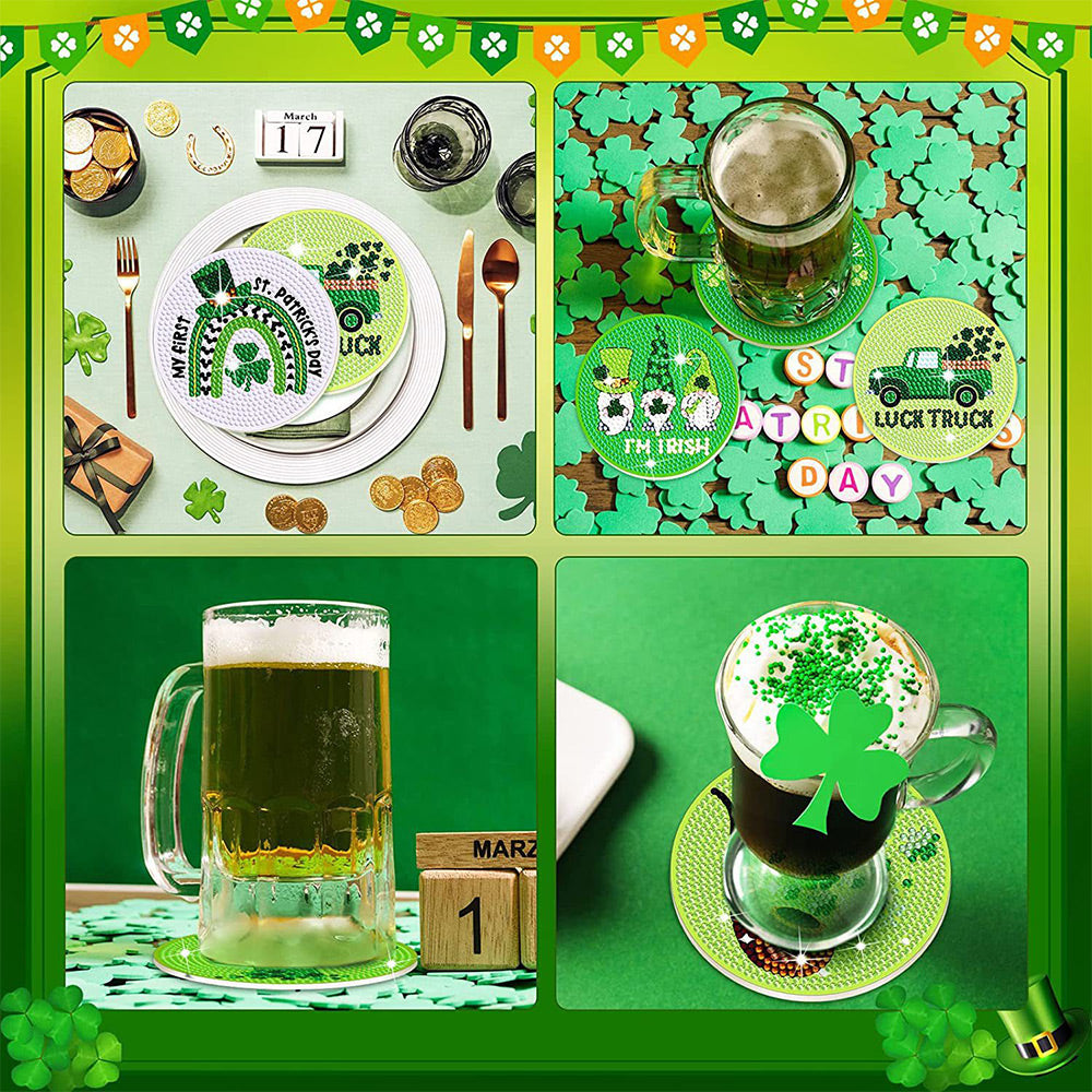 GELUKKIGE St. Patrick's DAY Diamond Painting Onderzetters 8 Stuks