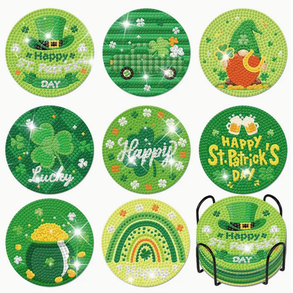 GELUKKIGE St. Patrick's DAY Diamond Painting Onderzetters 8 Stuks