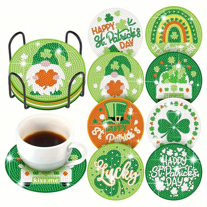 GELUKKIGE St. Patrick's DAY Diamond Painting Onderzetters 8 Stuks