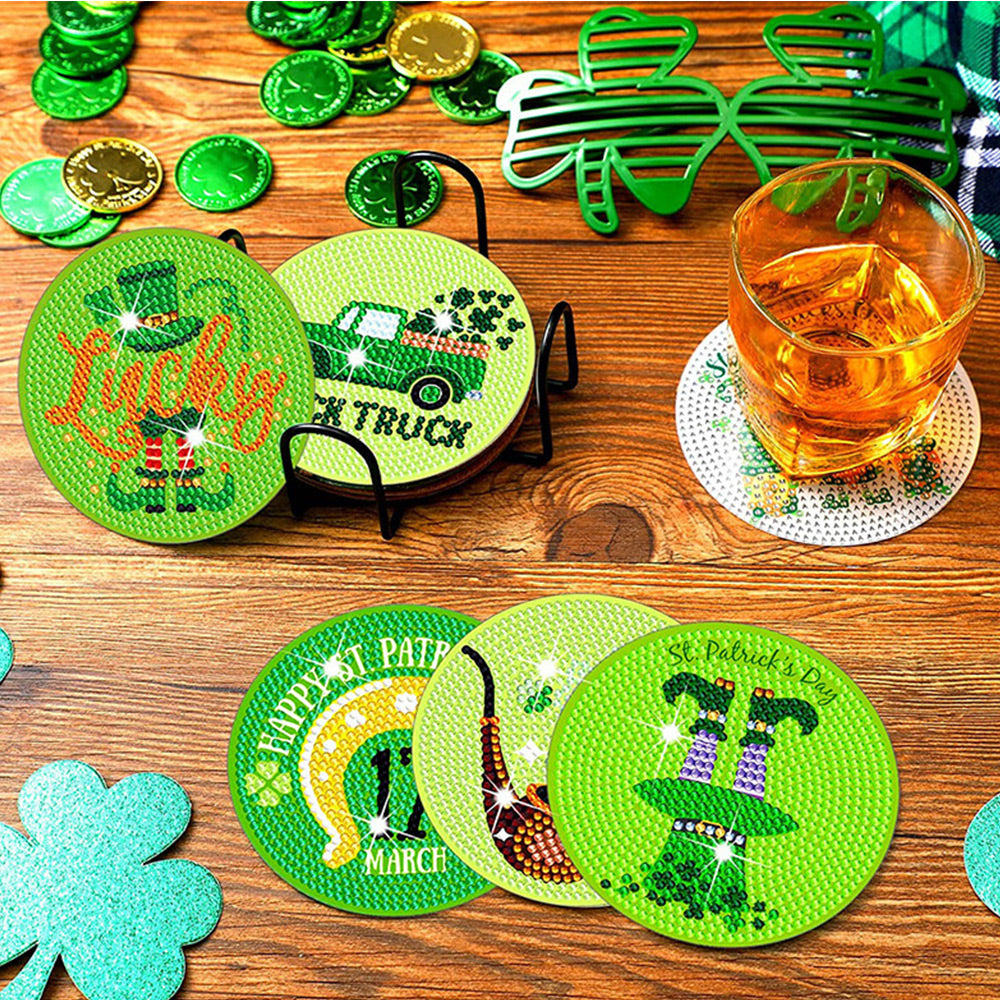 GELUKKIGE St. Patrick's DAY Diamond Painting Onderzetters 8 Stuks