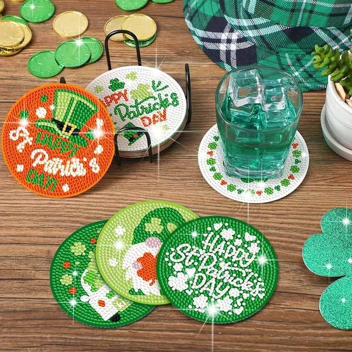 GELUKKIGE St. Patrick's DAY Diamond Painting Onderzetters 8 Stuks