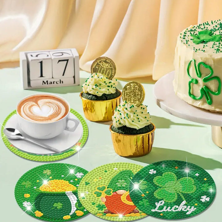 GELUKKIGE St. Patrick's DAY Diamond Painting Onderzetters 8 Stuks