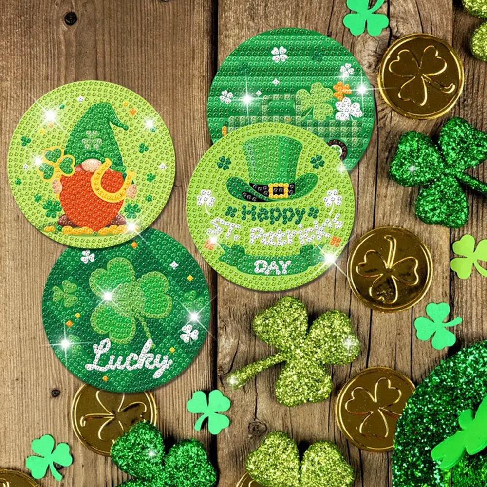 GELUKKIGE St. Patrick's DAY Diamond Painting Onderzetters 8 Stuks