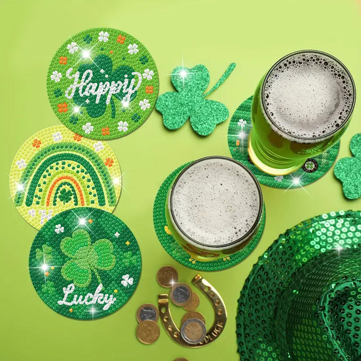 GELUKKIGE St. Patrick's DAY Diamond Painting Onderzetters 8 Stuks