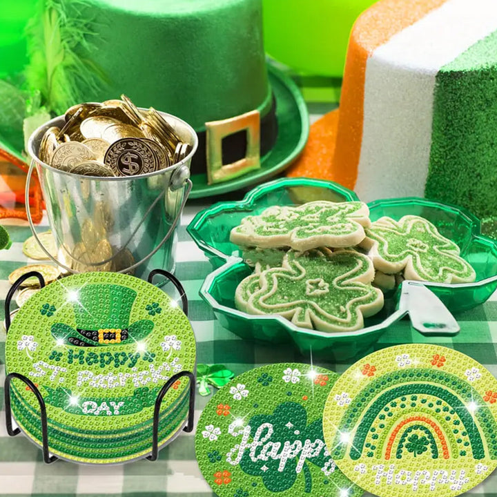 GELUKKIGE St. Patrick's DAY Diamond Painting Onderzetters 8 Stuks