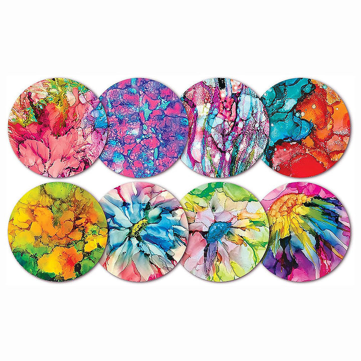 Abstracte Bloemen Diamond Painting Onderzetters 8 Stuks