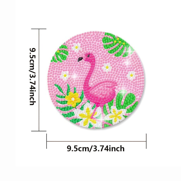 Roze Flamingo Diamond Painting Onderzetters 8 Stuks