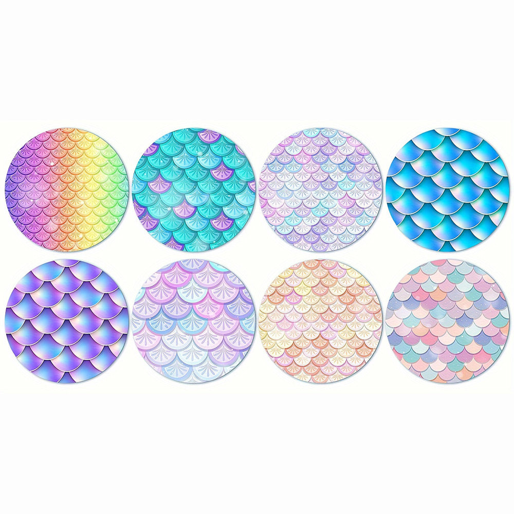 Kleurrijke Schubben Diamond Painting Onderzetters 8 Stuks