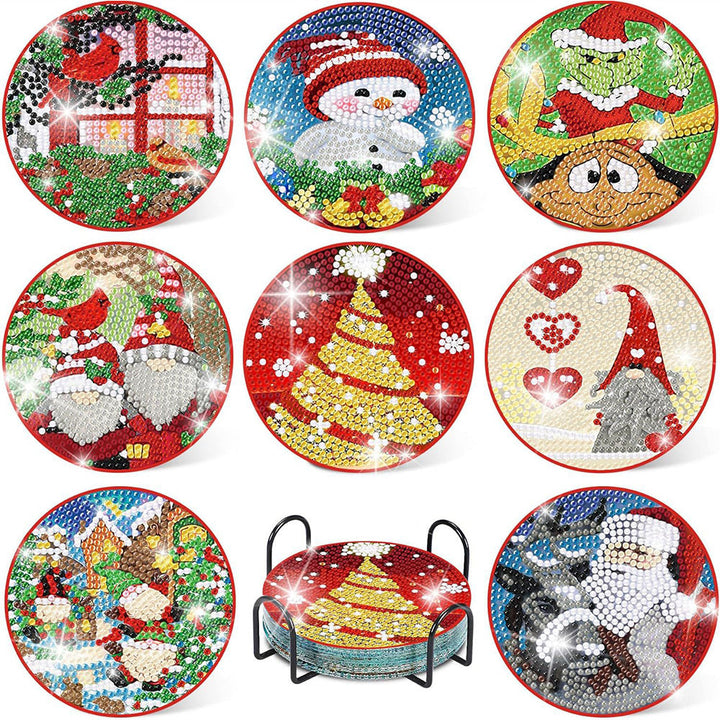 Kerst Diamond Painting Onderzetters 8 Stuks