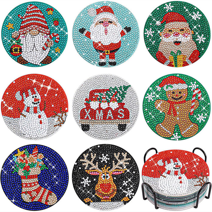 Kerst Diamond Painting Onderzetters 8 Stuks