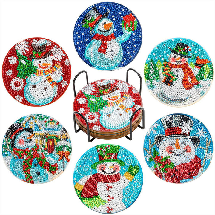 Vrolijk Kerstfeest Diamond Painting Onderzetters 6 Stuks