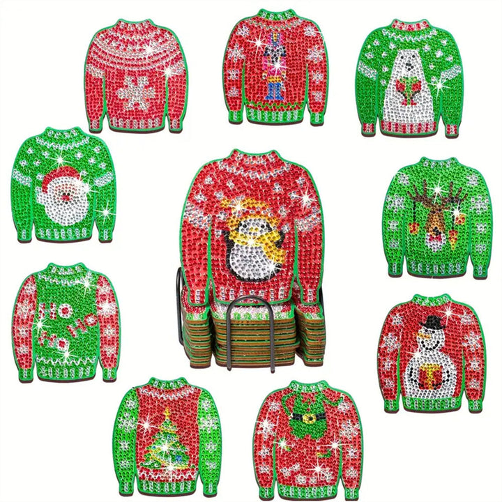 Kerst Kleding Diamond Painting Onderzetters 10 Stuks