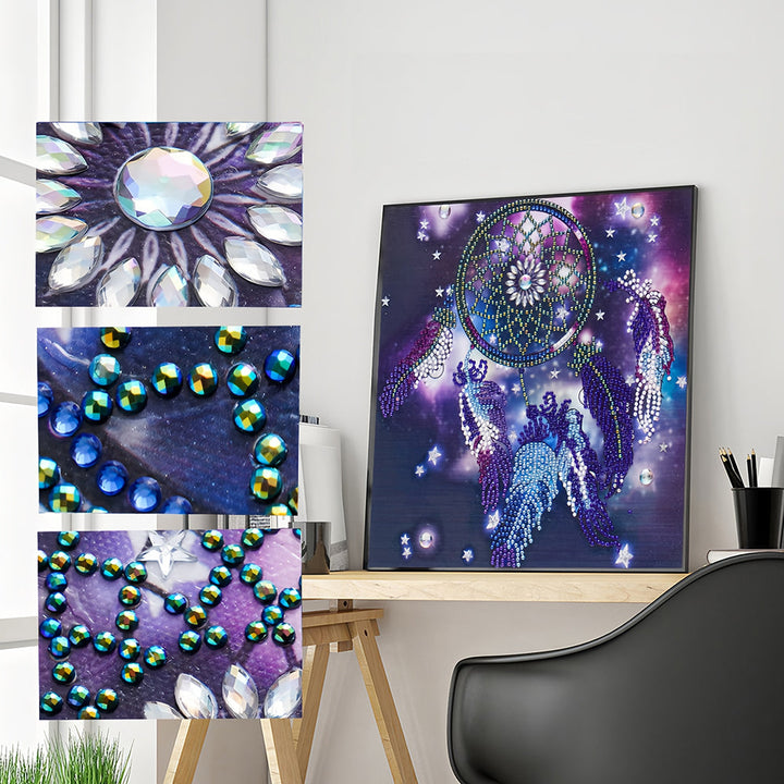 Paarse Veer Dromenvanger Speciaal Gevormde Boren Diamond Painting