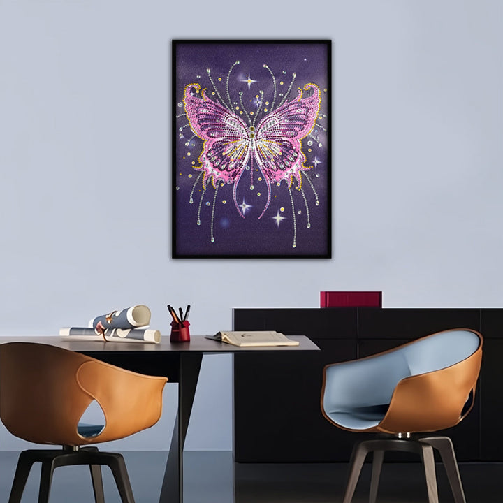 Roze en Paarse Vlinder Speciaal Gevormde Boren Diamond Painting