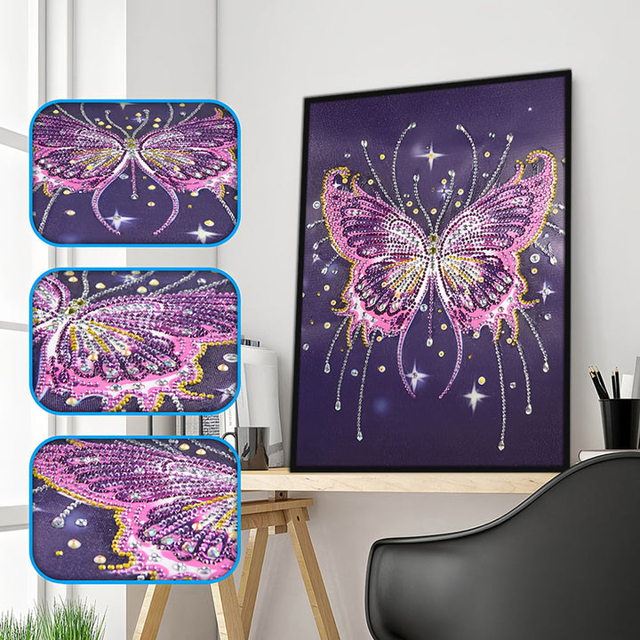 Roze en Paarse Vlinder Speciaal Gevormde Boren Diamond Painting