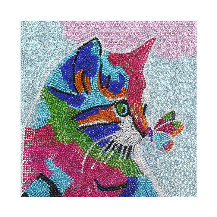 Kleurrijke Kat en Vlinder Speciaal Gevormde Boren Diamond Painting