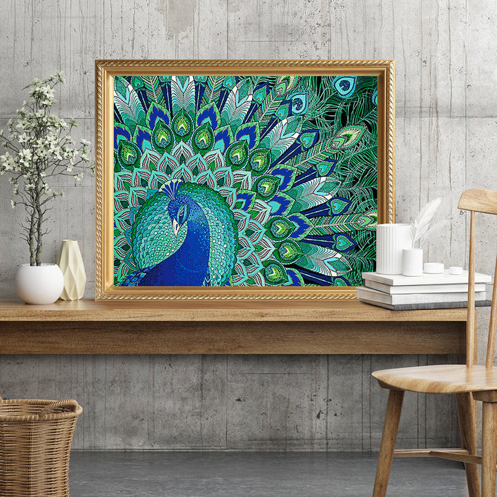 Groene Pauw Speciaal Gevormde Boren Diamond Painting