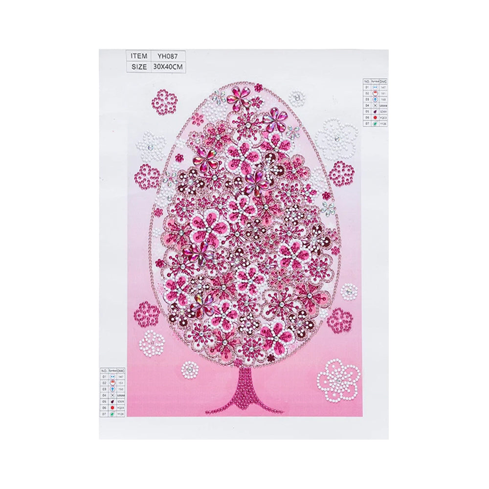 Roze Bloem Tree Speciaal Gevormde Boren Diamond Painting