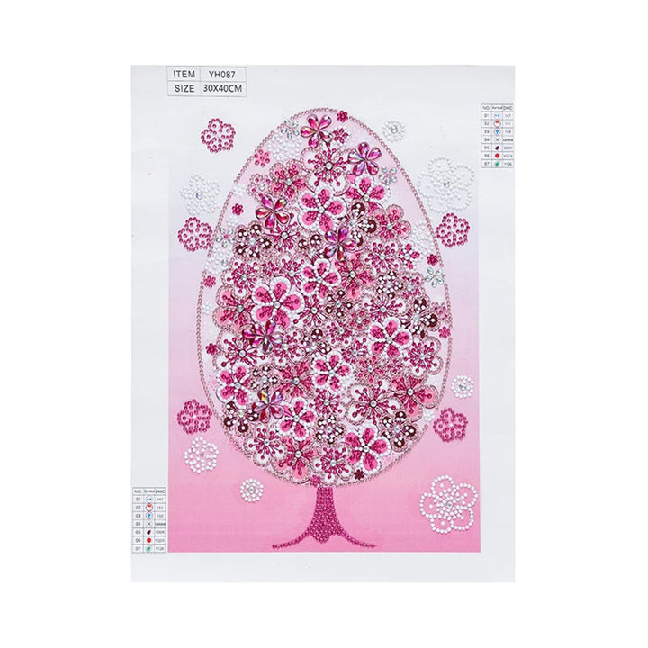 Roze Bloem Tree Speciaal Gevormde Boren Diamond Painting