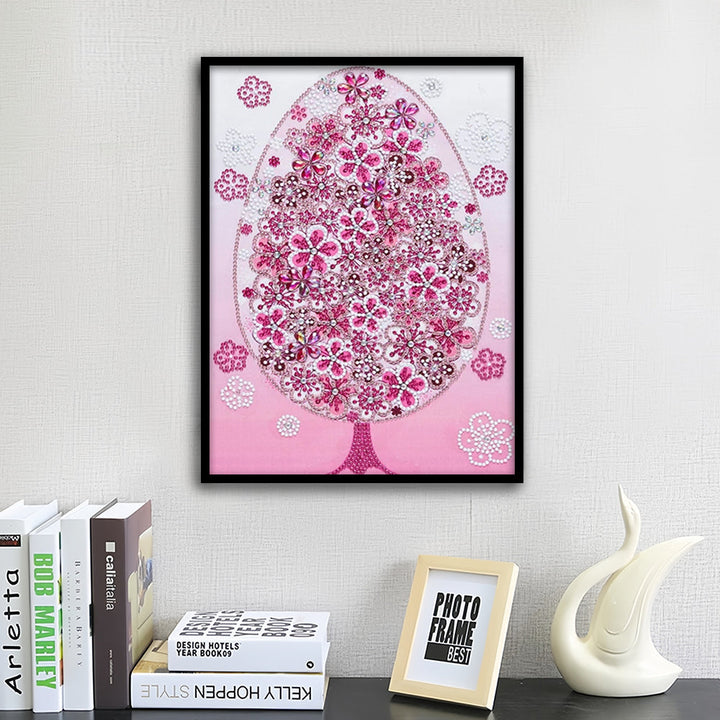 Roze Bloem Tree Speciaal Gevormde Boren Diamond Painting