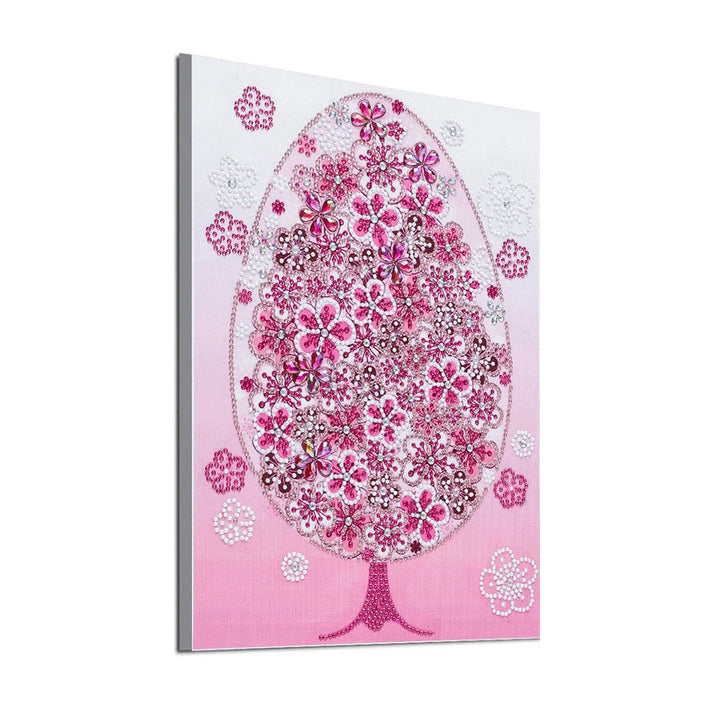 Roze Bloem Tree Speciaal Gevormde Boren Diamond Painting