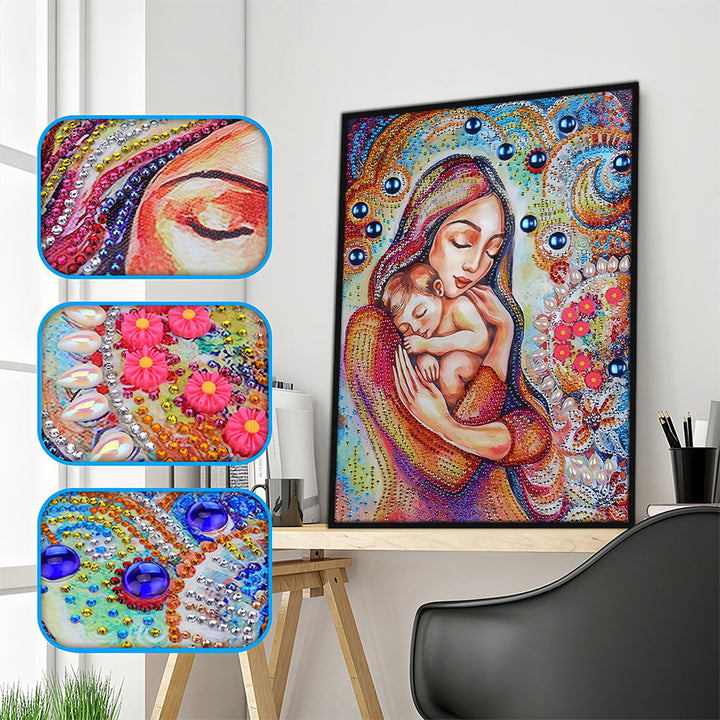 Vrouw met Baby Speciaal Gevormde Boren Diamond Painting