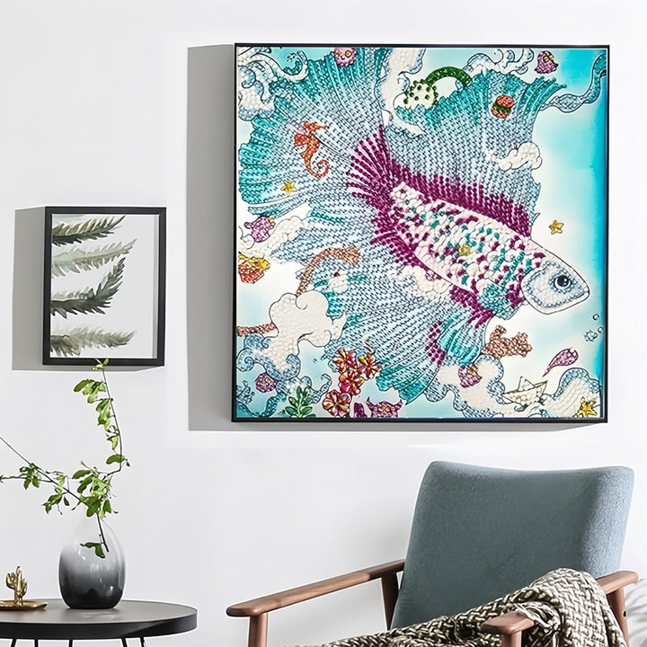 Groen Guppy Speciaal Gevormde Boren Diamond Painting