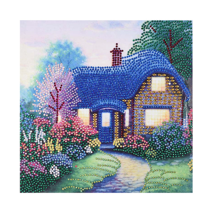 Blauwe Tuinhut Speciaal Gevormde Boren Diamond Painting